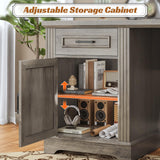 SEDETA 69" L Shaped Desk with Drawers and Storage, Farmhouse Computer Desk with File Drawers and Power Outlet, Corner Executive Desk with Storage Cabinet for Home Office, Grey SEDETA