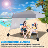 Smartxchoices 8 x 8 FT Pop Up Canopy Tent - Instant Outdoor Canopy with Wheeled Carry Bag, 4 Ropes, Straight Legs, Stakes, Height Adjustable Outdoor Tent Sun Protection Beach Shelter，Silver Grey Smartxchoices