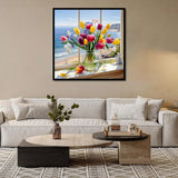 Diamond Painting Kits for Adults,Windowsill Tulip Diamond Art Kits for Beginner,DIY Full Drill Diamond Painting Flower Gem Art and Crafts, 5D Diamond Painting Flowers12x12IN DIYDECORFUN