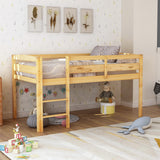 Harper & Bright Designs Twin Size Low Loft Bed with Ladder and Safety Guardrails in Natural Wood Harper & Bright Designs
