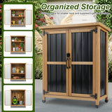 Ketive Outdoor Storage Cabinet, Wood & Metal Small Storage Shed with Weather-Resistant Asphalt Roof, Double Lockable Doors & Removable Shelves for Porch, Patio, Garden, Backyard, 32" x 13" x 40" ketive