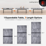 May in Color 92” Dining Room Table for 4-10 People, Large Extendable Dining Table, Rectangular Aluminum Kitchen Table for Living Room, Office Area, Grey May in Color