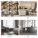 Erivess 4.5 Cubic Feet Mini Fridge, 145 Can Freestanding Beverage Refrigerator with Glass Front Door for Soda, Beer Under Counter Drink Refrigerator with Adjustable Shelves and Digital Display(Silver) Erivess