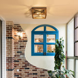 Rpzloila Flush Mount Ceiling Light Fixture for Kitchen Hallway, 2-Light Close to Ceiling Light with Black Metal and Wood Design, Rustic Farmhouse Ceiling Rpzloila