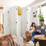 HIGREENA Room Divider 5.6FT Pegboard Display Wood Room Divider Panel 6 Panel Folding Room Divider Room Divider Screen Partition Room Dividers, White HIGREENA