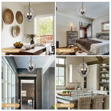 lighceac 4-Light 15" Farmhouse Orb Chandelier Rustic Handmade Distressed White Wood Hanging Ceiling Pendant Light Fixture Wood Lantern Chandeliers for Dining Room Kitchen Bedroom Foyer Hallway lighceac