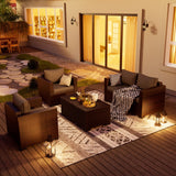 UDPATIO 4 Piece Patio Furniture Set, Wicker Patio Set with Storage Coffee Table and Dark Grey Cushions, Outdoor Patio Furniture for Porch Balcony UDPATIO