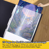 LOTMOFUN Puzzle Storage Folder for 1000 Pieces, Portable Large Capacity Jigsaw Puzzle Organizer with 25 Pockets for 50 Sets Puzzle Folder, Dustproof and Protective Puzzles Accessories LOTMOFUN