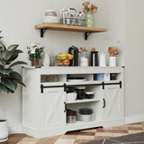 RoyalCraft Farmhouse TV Stand with Sliding Barn Door for TVs up to 65+ Inch, 34" Tall Entertainment Center, Wood Media Console Storage Cabinet for Bedroom, Living Room, White RoyalCraft