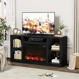 Furniwell Fireplace TV Stand for 65 Inch TV, Media Entertainment Center Console Table with 26" Electric Fireplace, Farmhouse TV Stand with Storage Cabinet for Living Room (Black) Furniwell