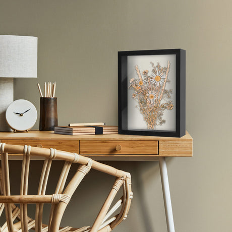 Americanflat 11x14 Shadow Box Frame with Shatter-Resistant Glass - Silhouette Collection - Large Shadow Box Display Case for Tabletop and Wall Display - Black with Soft Felt Back Americanflat