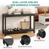 YITAHOME 48" Entry Console Table, 2-Shelf HIPS Indoor Outdoor Bar Table Multifunctional Buffet Storage Organizer with Adjustable Feet, Black YITAHOME