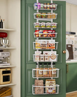 Eastherry Over The Door Organizer，8-Tier Over The Door Pantry Organizer with Adjustable Baskets，Metal Hanging Pantry Organizers and Storage for Kitchen, Back of Door Seasoning Rack (White) Eastherry