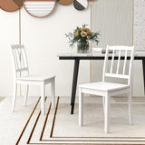 Giantex Farmhouse Dining Chairs Set of 2, Modern Kitchen Chairs w/Rubber Wood Legs & Curved Backrest, Ladder Back Diner Chairs, Wooden Side Chairs for Study, Dining Room, Load 400 LBS, White Giantex