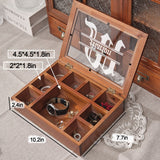 Personalized Wooden Jewelry Box Organizer for Men Custom Gifts for Dad Husband Grandpa Boyfriend Customized Watch Jewelry Storage Box with Initial Name, Gifts for Fathers Day Birthday Anniversary Generic