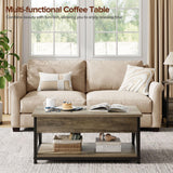 Memobarco Lift Top Coffee Table,Lift Coffee Tables with Storage Shelf and Large Hidden Compartment for Living Room,Lift Tabletop Dining Center Table for Small Space, Grey Memobarco