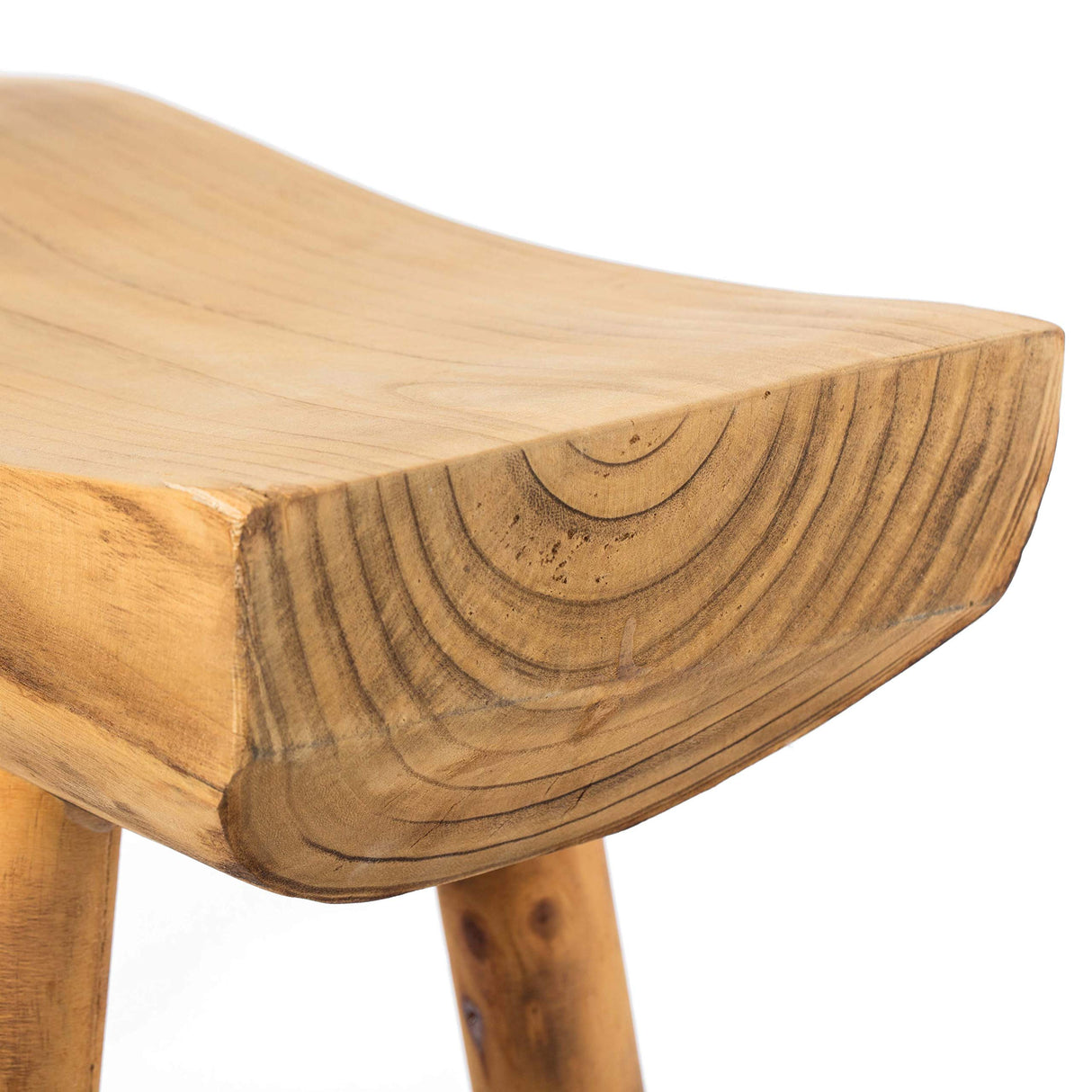 Vintiquewise Rustic Carved Wood Natural Edge Entryway Log Accent Bench Vintiquewise