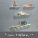 Melannco Arlington Floating Wall Shelves for Bedroom, Living Room, Bathroom, Kitchen, Office, Nursery, Set of 4, White MELANNCO