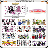 UV DTF Cup Wrap, Transfer Stickers for 16oz Glass Cups，UV DTF Cup Wrap Transfer Cup Stickers Decals Waterproof Rub on Transfers for Crafts Vintage（Halloween Series-12Sheets） DNCHGOYA