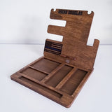 Personalized Wood Phone Docking Station Gun Key Holder Wallet Stand Watch Organizer Men Gift Husband Wife Anniversary Dad Birthday Nightstand Purse Father Graduation Gift Male Travel Idea Gadgets Generic