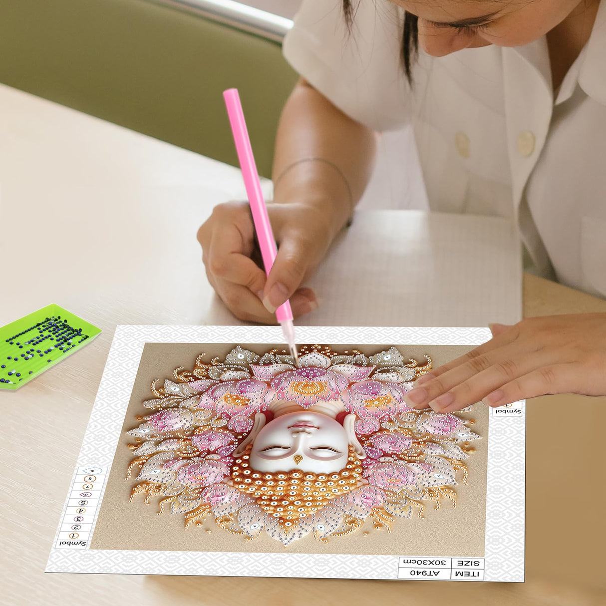 Tontut Diamond Art Painting Kit, Lotus Buddha 5D DIY Special Shape Mosaic Crafts for Beginners and Adults, can be Gifted to Family and Friends, Great for Decorating Home and Office Walls Tontut