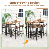 HAPPYGRILL 5-Piece Acacia Wood Outdoor Bar Set with Metal Frame & Footrest HAPPYGRILL