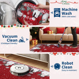 9x12 Washable Area Rug for Holiday Non Sliip Christmas Bedroom Rugs Xmas Decoration Large Dining Room Throw Carpet Low Pile Stain Resistant Snowflakes Christmas Area Rugs for Nursery Home Office, Red GarveeHome