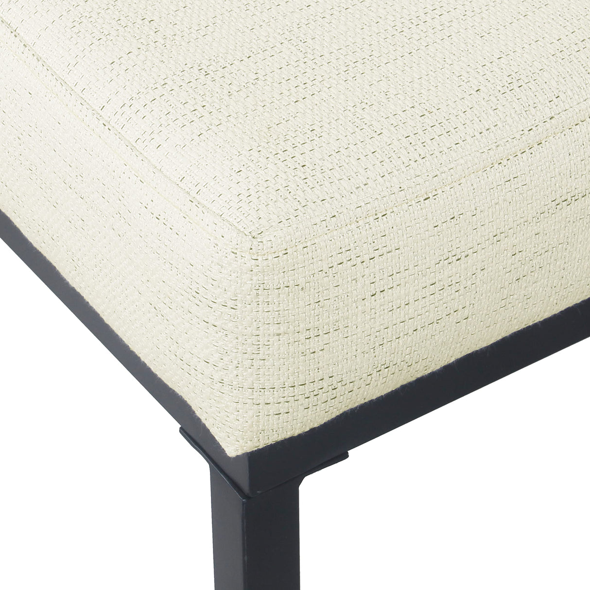 HomePop Tufted Metal Bench - Stain-Resistant Cream Woven HomePop