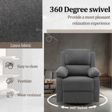 Korser Recliner Chair, 360 Swivel Rocker Chair for Adults, Small Rocking Recliner Chair for Small Spaces, Upholstered Fabric Glider Recliner Nursery Chair with Side Pockets for Living Room, Nursery Korser