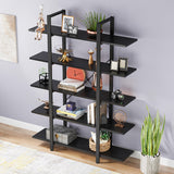 Tribesigns 5-Tier Bookshelf, Vintage Industrial Style Bookcase 72 H x 12 W x 47L Inches, Black Tribesigns