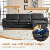 VINGLI 121" Cloud Couch, Comfy Modular Sectional Sofa Set for Living Room,Modern Linen 3-Seat Convertible Loveseat Sofa with 1 Ottoman for Small Space.（Black） VINGLI