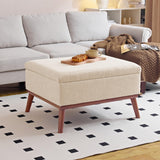 Redlife Ottoman Coffee Table, 31" Wide Rectangular Large Ottoman with Storage, Lift Top Ottoman Coffee Table Mid Century Modern Rectangle Coffee Tables for Living Room (Beige Rectangle) Redlifeᅟᅠ