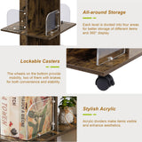 VECELO 360° Rotating Bookshelf with Wheels - 4-Tier Compact Corner Bookcase in Brown VECELO