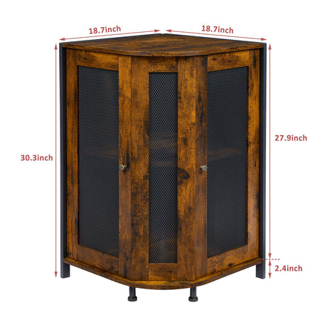 keomaisyto Coffee Bar Cabinet, 3-Tier Corner Coffee Cabinet with Storage Shelf & 18.7" Countertop, Rustic Wood Coffee Bar Station with Magnetic Door for Kitchen/Entrance/Living Room/Dining Room keomaisyto