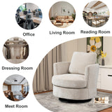 ODUWA Swivel Barrel Chair,31.9" W Modern Round Accent Arm Chairs Upholstered Comfy 360 Degree Swivel Single Circle Club Sofa Chair for Nursery Living Room Bedroom, Beige ODUWA