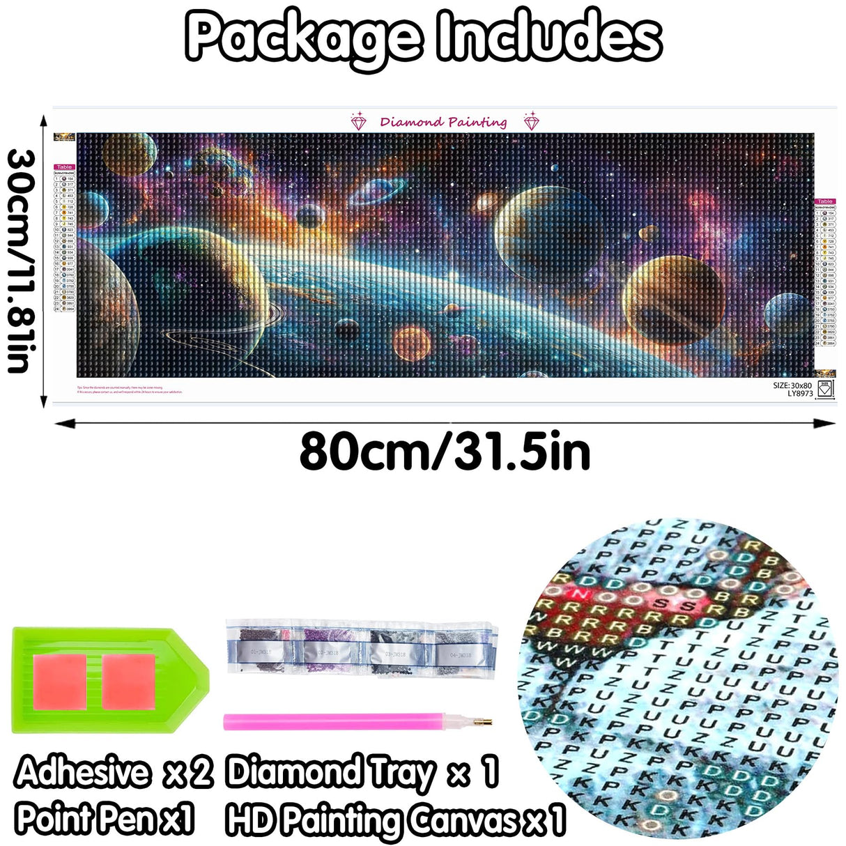 Yomiie 2 Pack Large Diamond Art Kits for Adults, Planets & Dolphins Diamond Painting Art DIY Full Round Drill Kits, Embroidery Rhinestone Diamond Crystal Craft Canvas Home Wall Decor 31.5x11.81 inch Yomiie