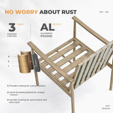 HAPPATIO 5-Piece Outdoor Dining Set for 4, Aluminum Patio Dining Set Includes 1 Large Square Table with Umbrella Hole and 4 Dining Chairs, Patio Furniture Set for Lawn, Porch, or Backyard (Brown) HAPPATIO