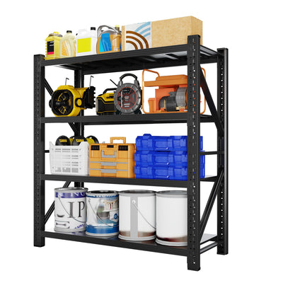 CXUZCZ 4000LBS Garage Shelving 48" W Garage Shelving Heavy Duty 4-Tier Metal Storage Shelves Adjustable Shelf Unit Storage Rack for Basement Supermarket Warehouse 48" W x 24" D x 78" H Black