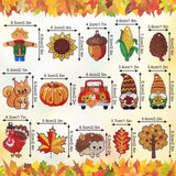 Whaline 15Pcs Fall Diamond Drawing Keychain Kit Autumn Gnome Animal Plants Fall 5D DIY Diamond Art Ornaments Rhinestone Mosaic Making Full Drill Diamond Key Chain for Kids Crafts Gifts Party Supplies Whaline