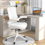 Home Office Chair, Ergonomic Comfy Desk Chair, High Back Computer Chair- Adjustable Headrest with Flip-Up Arms, Lumbar Support, Swivel Executive Task Chair (Modern, White) CYKOV