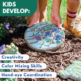 MindWare Paint Your Own Stepping Stone Kit - Mosaic Moon and Stars - Kits Include Paint and Brushes - MindWare