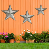 COLLECTIVE HOME - 3 Pcs Metal Barn Star, Galvanized Hanging Wall Decor, Farmhouse Wall Sculpture, 3D 13/11/9.5 Inch Wall Art for Office Living Room Bedroom (Galvanized Star) COLLECTIVE HOME