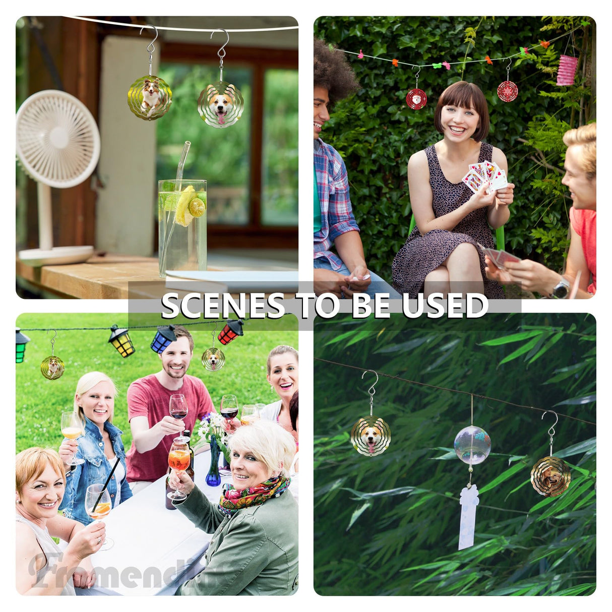 Framendino, 10 Pack 3 Inch Sublimation Wind Spinner Blanks 3D Aluminum Hanging Wind Spinners Ornaments for Indoor Outdoor Gardens Decoration Round Framendino