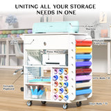 Oransail Rolling Craft Storage, Compatible with Cricut Machines, Craft Cart with Vinyl Roll Holders, Craft Table with Storage, Craft Cabinet Workstation Tool Holder for Craft Room Oransail