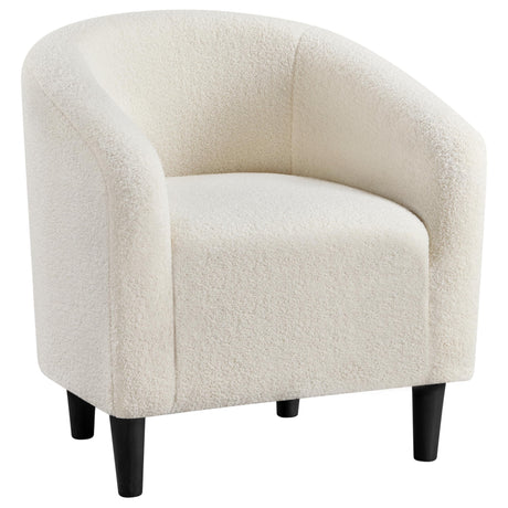 Yaheetech Accent Barrel Chair, Boucle Fabric Club Chair, Furry Sherpa Elegant Armchair with Cozy Soft Padded, Suitable for Living Room Bedroom Reception Room Office, Ivory Yaheetech
