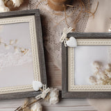 Afuly 8x10 Picture Frame Wooden Distressed Rustic Photo Frame with White Heart Burlap Lace, Solid Wood Frame for Farmhouse Wall Tabletop Home Decor Anniversary Wedding Gifts for Mom Grandma Afuly