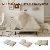 DreamDashio Futon Sofa Bed, 4 in 1 Multi-Functional Futon Couch with Adjustable Backrest, 75 inch Convertible Sleeper Sofa Bed and Recliner Lounge, Corduroy Loveseat for Living Room, Apartment, Beige DreamDashio