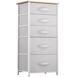 YITAHOME 5 Drawers Dresser, Vertical Fabric Storage Tower Organizer Unit for Living Room, Hallway - Sturdy Steel Frame, Wooden Top & Easy Pull Fabric Bins YITAHOME