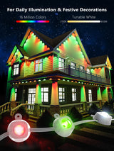 BrizLabs Permanent Outdoor Lights, 100ft 60 LED RGBCW Smart Christmas House Lights with 200+ Custom Scene-Color Effects, Waterproof Eave Light for Christmas, Halloween, Alexa, Google Assistant Enabled BrizLabs