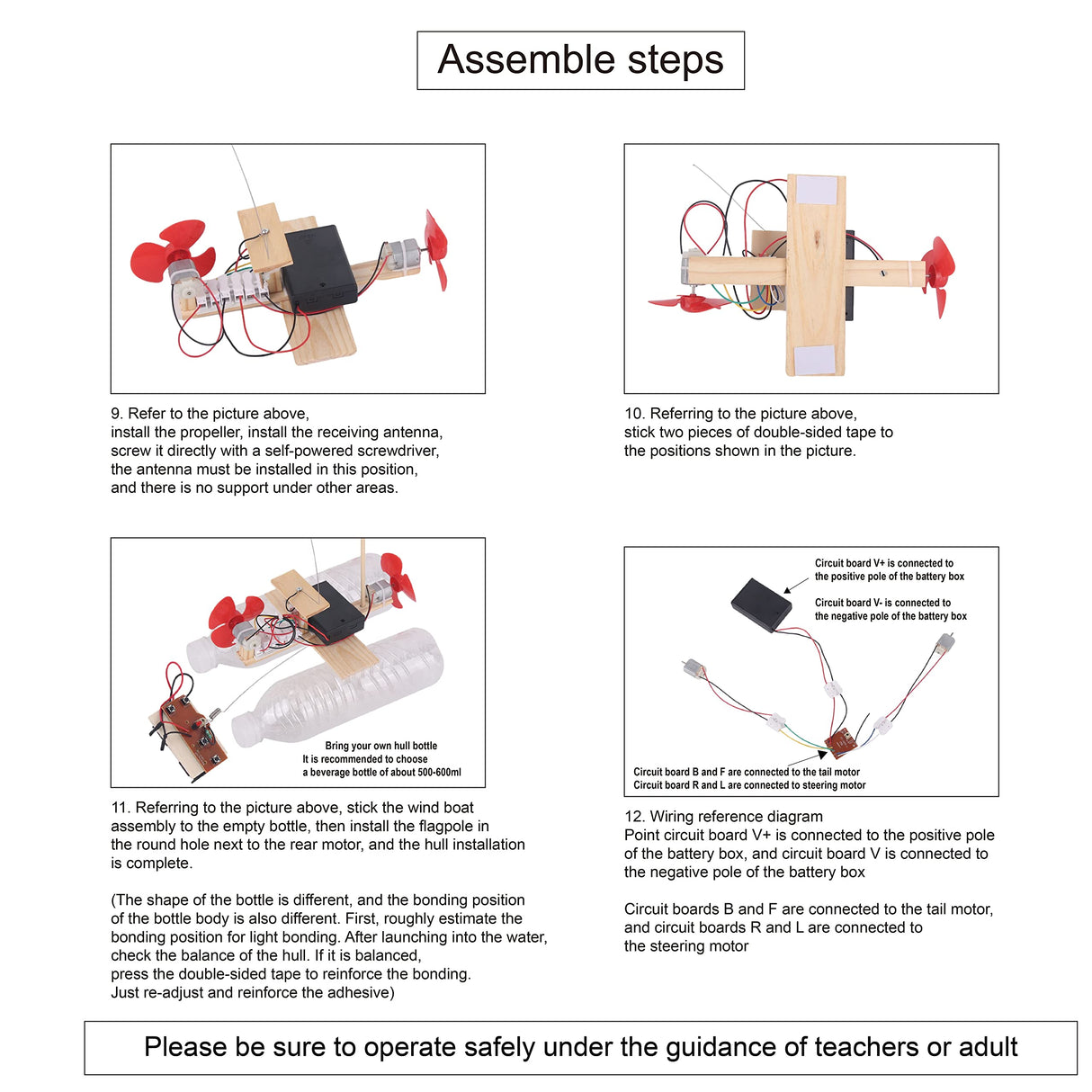 Wooden Electric Wind Powered Boat Model Kit, Science Experiment Kit for Youth Age, Wireless Remote Control Wind Boat Stem Project, Educational DIY STEM Set for Youth OULUN